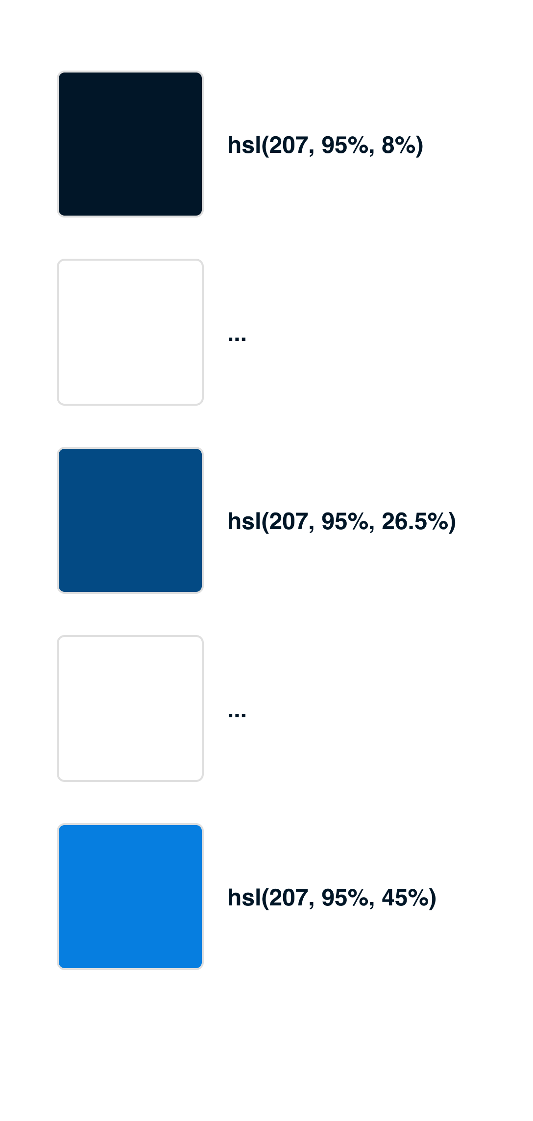 Color palette where the first, last and middle color are filled, second and fourth are not filled